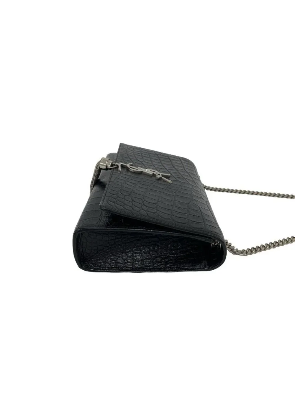 Saint Laurent Paris YSL Logo Tassel Leather Shoulder Bag Pochette Black